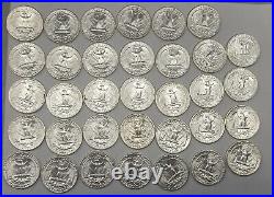 1952-P Ch BU Partial Roll Of Washington Silver Quarter. 34 Coins