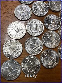 1953-D 25c Washington Silver Unc Quarters. 1/2 Roll Qty 20 Coins