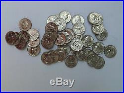 1954 D BU Silver Washington Quarter Original Bank Roll $10 Roll 90% Uncirculated