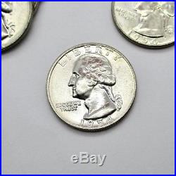 1954-D SILVER Quarters Full Roll Uncirculated BU 40 Coins Tube High Grade GEM