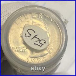 1954-S 25C Washington Quarter BU Roll 40 Coin