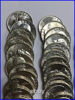 1954-d Washington Silver Quarter Bu Roll 40 Coins