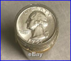 1955-d silver Washington quarter original roll, brilliant uncirculated 40 coins