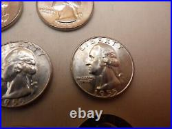 1955-d x14, 1956-d x2, Silver US 25c Quarters Coins Roll High Grade