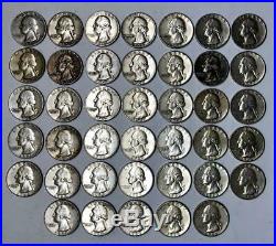 1956-1964 Washington Quarter Roll All 40 Are Reverse B Type Coins Scarce