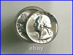 1956 Washington Silver Quarter Brilliant Uncirculated Roll of 40 Coins E8257