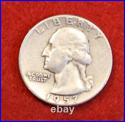1957 P Washington Quarters 40 coin roll circulated 90% Silver R1