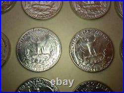 1957-d x17 Silver US 25c Twenty Five Cent Quarters Coins Roll High Grade