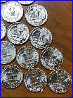 1958 P Half Roll Of Silver Washington Quarters (20) Coins