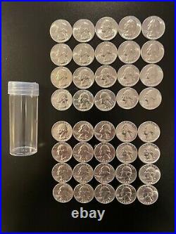 1958-P Washington Quarters Uncirculated BU Coin Roll, 90% silver, 40 coins