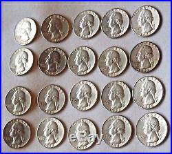 1958 Washington Quarters Roll 20 Historic BEAUTIES 90% SILVER Coins Deal