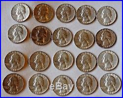 1958 Washington Quarters Roll 20 Historic BEAUTIES 90% SILVER Coins Deal