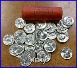 1958-d OBW Shotgun Roll 90% Silver Quarters frosty white 40 BU Coins