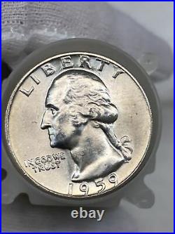 1959-D 25C Washington Silver Quarter BU Roll