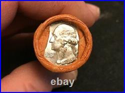 1959 D Unc OBW $10 Roll Washington Quarter BU 90% Silver Amazing toned ends GEM