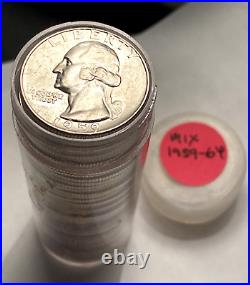 1959 To 1964 Mixed Date BU Roll 90% Silver Washington Quarters 40 coins