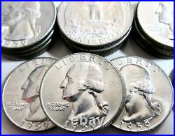 1959 d 90% Silver BU- MS Quality Full Roll Washington Quarter Dollars $10 FV #67