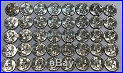 1960D BU ROLL of 40 silver Washington quarters. Endcoins toned. (lot#02)