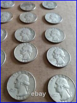 1960 1964 Washington 90% Silver Quarters $150 Face 15 Rolls 600 Coins