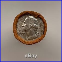 1960 25C OBW Original Bank Wrapped BU Silver Quarter Roll 40 Coins