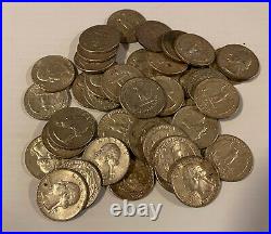 1960's Washington Quarter Dollars 90% Silver $10 Face Value Roll Of 40 US Coins