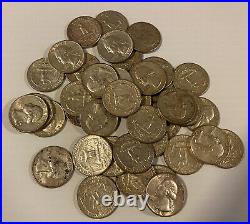 1960's Washington Quarter Dollars 90% Silver $10 Face Value Roll Of 40 US Coins