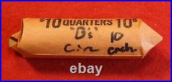 1961, 62, 63 & 64 all D Washington Quarters 10 each 40 coin roll circ 90% Silver