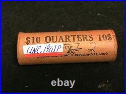1961 P Unc OBW $10 Roll Washington Quarter BU 90% Silver Amazing toned ends #2