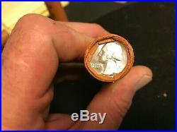 1961 P Unc. OBW $10 Roll Washington Quarter BU 90% Silver TYPE B REV end coin