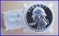 1961 Proof Quarter Roll! 40 Proof Quarters Straight From Cello! 90% Silver