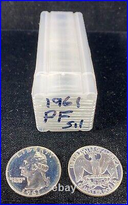 1961 Silver Proof Washington Quarter Roll 40 Coins Total