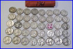 1961 US Quarters, 90% Silver Roll of 40