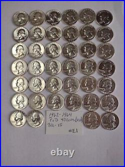 1962-1964 P&D Washington Quarters-BU-XF-See photos/Decrip. 1 roll (40 coins) #E1