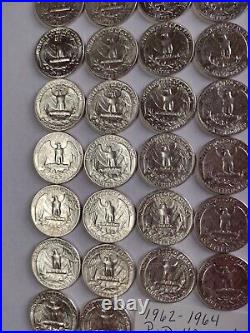 1962-1964 P&D Washington Quarters-BU-XF-See photos/Decrip. 1 roll (40 coins) #E1