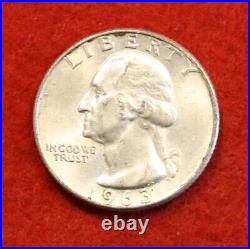 1963-D Washington Quarters 40 coin roll circulated 90% Silver R2