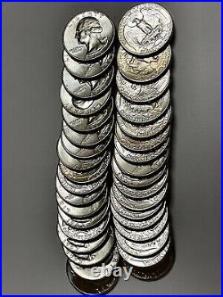 1963 Washington 90% Silver 25C Quarters Roll of 40 BU