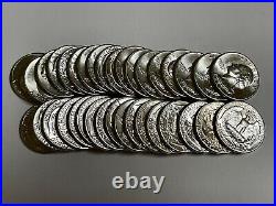 1963 Washington 90% Silver 25C Quarters Roll of 40 BU
