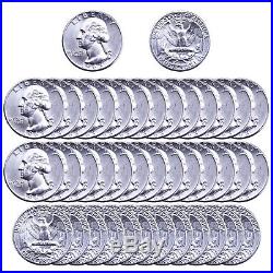 1963 Washington Quarter 90% Silver BU Roll 40 US Coin Lot