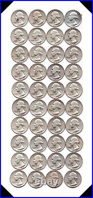 1963 Washington Quarters Roll (Qty 40) 90% Silver Good Condition