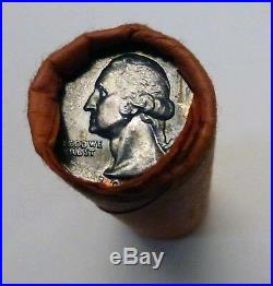 1963-p OBW Shotgun Roll of 40 90% Silver Quarters BU Coins TONED ENDS