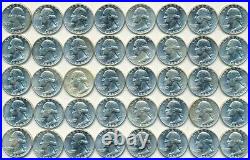 1963-p Washington Silver Quarter Roll (40 Coins) Brilliant Uncirculated-free S/h