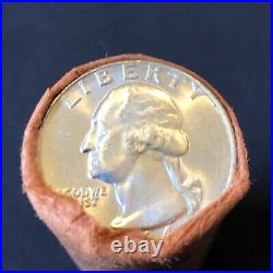 1964 D Obw Uncirculated $10 Roll Washington Quarter Bu 90% Silver