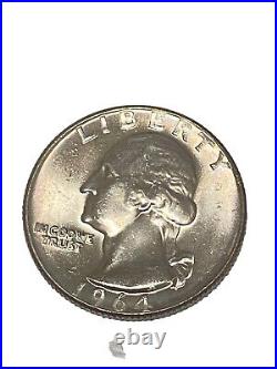 1964-D US 90% Silver Washington Quarters 40-Coin Roll BU