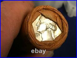 1964 D Unc OBW $10 Roll Washington Quarter BU 90% Silver Original Bank Wrap