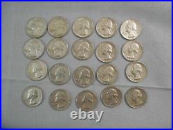 1964-D Washington 90% silver quarter half roll 20 coins- EXACT COINS YOU GET