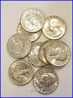 1964 D Washington Quarter 90% Silver BU Roll 40 US Coin Lot
