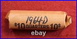 1964-D Washington Quarters 40 Coin roll Circulated 90% Silver