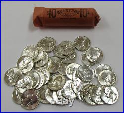 1964-D Washington Quarters Roll of 40 BU Uncirculated Silver Bullion Coins