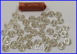 1964-D Washington Quarters Roll of 40 BU Uncirculated Silver Bullion Coins