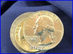 1964-D Washington Silver Quarter Original Roll of 40 Coins BU E0650
